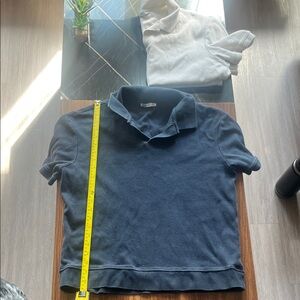 Cream + Navy ribbed Polo Shirts (2)